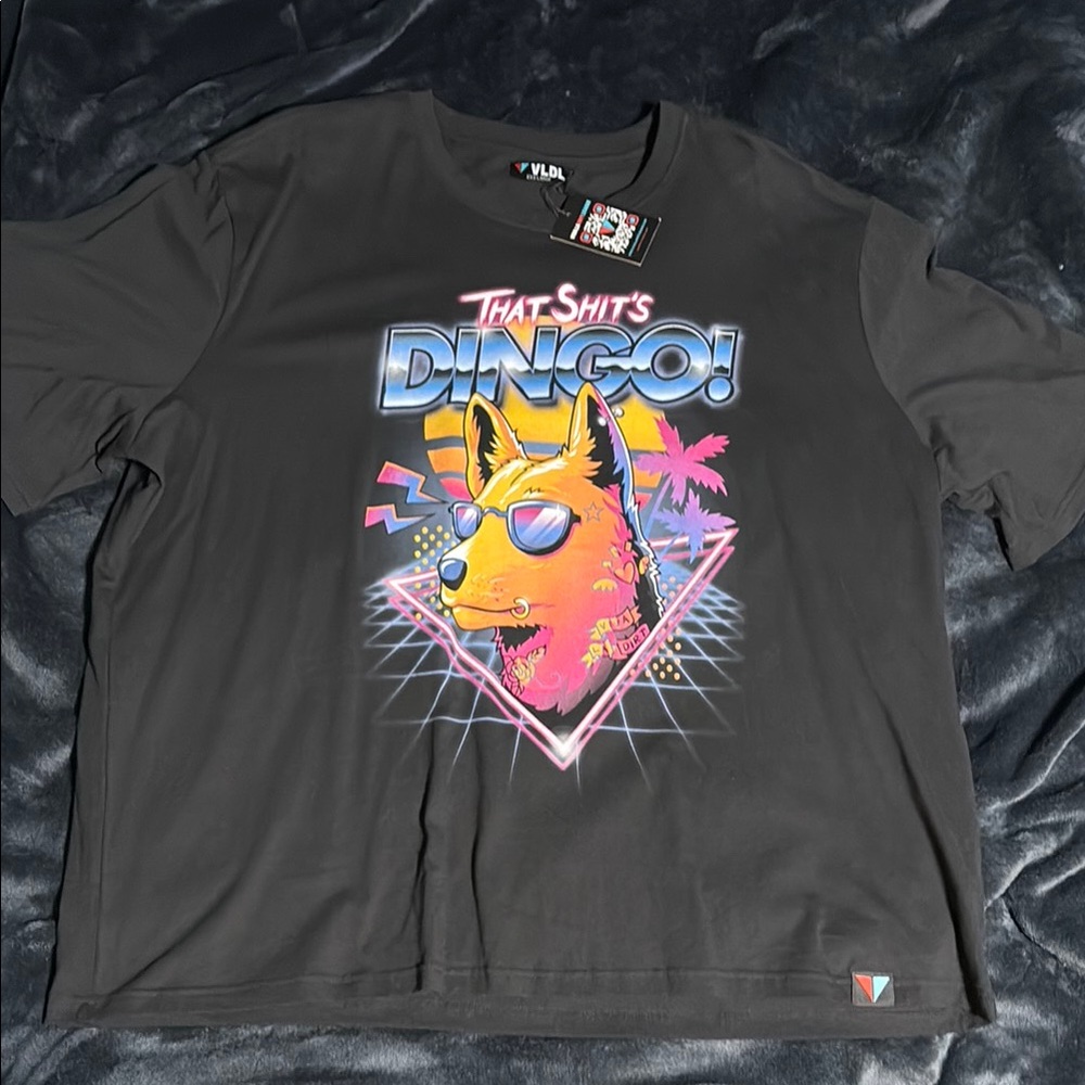 Viva la dirt league Black Graphic T-Shirt with Colorful Dingo Design 3xl